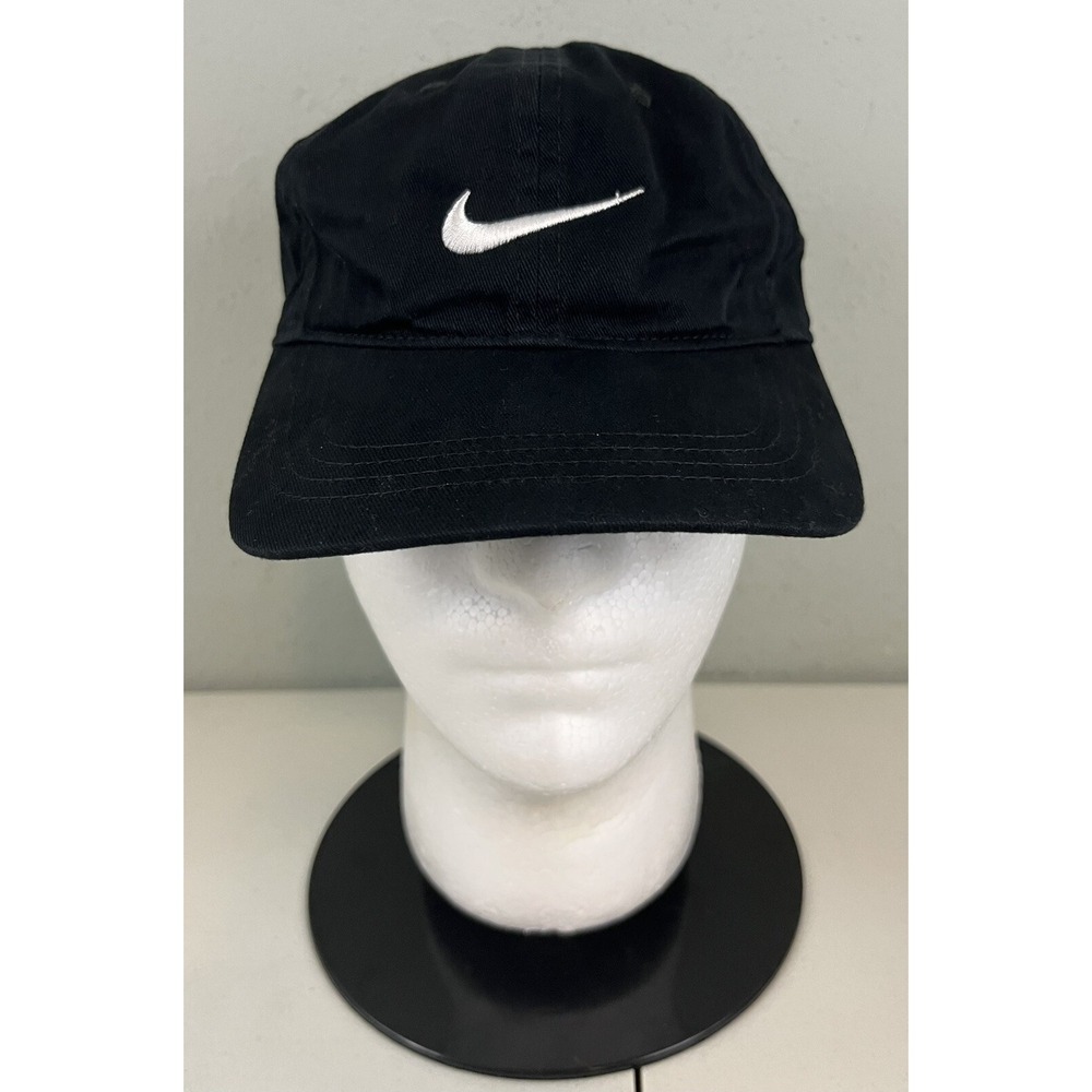 NIKE Kids Black Swoosh Logo Adjustable Baseball Hat Cap